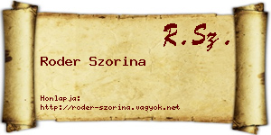 Roder Szorina névjegykártya